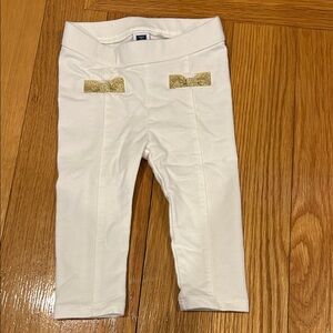 White Kids Leggings with Gold Accents